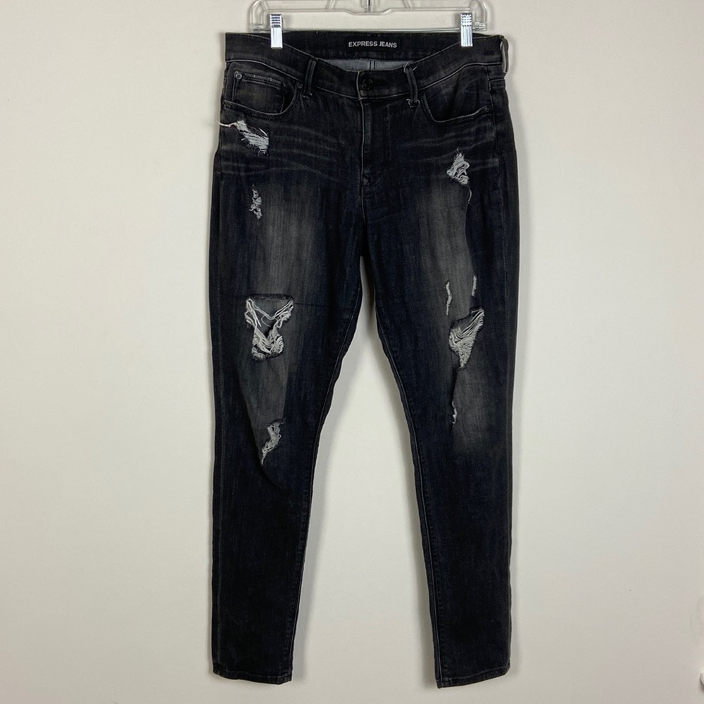 Express l ‘Mia’ Mid Rise Distressed Jean Leggings Size 10